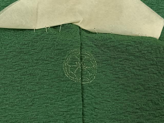 平和屋着物▽上質な色無地　単衣　緑青色　正絹　逸品　AABI5026jh