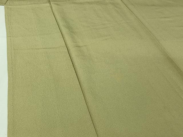 平和屋着物▽上質な色無地　単衣　抹茶色　正絹　逸品　AABI5027jh