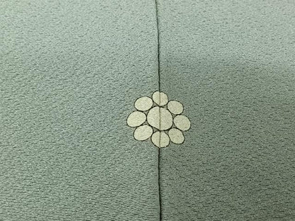 平和屋着物▽上質な色無地　単衣　秘色色　正絹　逸品　AABI5028jh