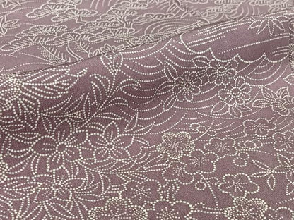 平和屋着物▽上質な小紋　単衣　風景花文　正絹　逸品　AABI5032jh