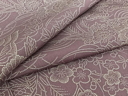 平和屋着物▽上質な小紋　単衣　風景花文　正絹　逸品　AABI5032jh