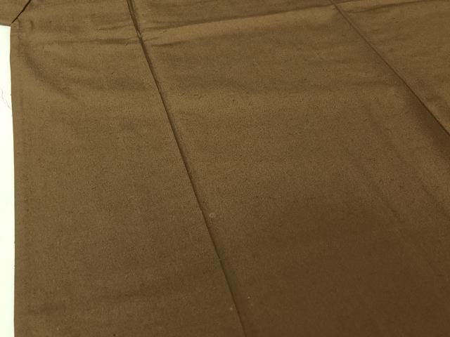 平和屋着物▽上質な紬　単衣　朽葉色　正絹　逸品　AABI5033jh