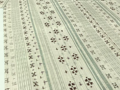 平和屋着物▽上質な紬　単衣　幾何学文様　正絹　逸品　AABI5034jh