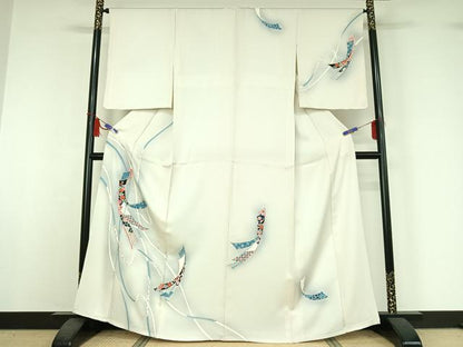 平和屋着物▽訪問着　単衣　束ね熨斗花文　暈し染め　金彩　正絹　逸品　AABI5037jh
