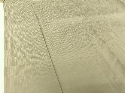 平和屋着物▽上質な色無地　単衣　横段地紋　練色　正絹　逸品　AABI5038jh