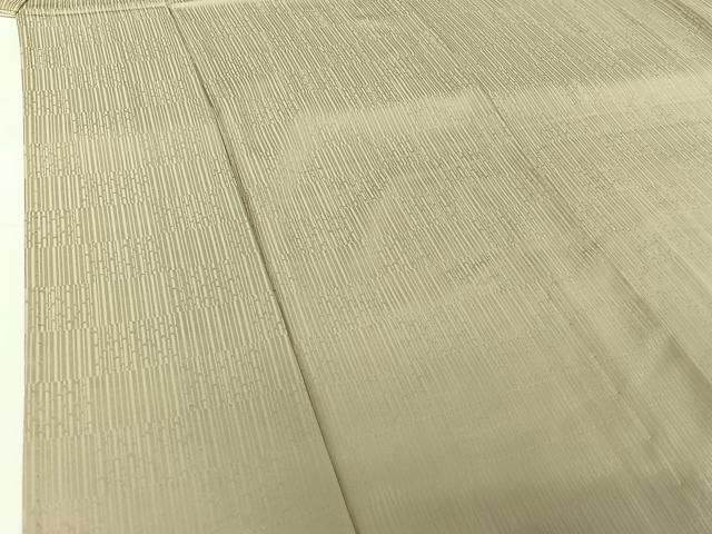 平和屋着物▽上質な色無地　単衣　横段地紋　練色　正絹　逸品　AABI5038jh