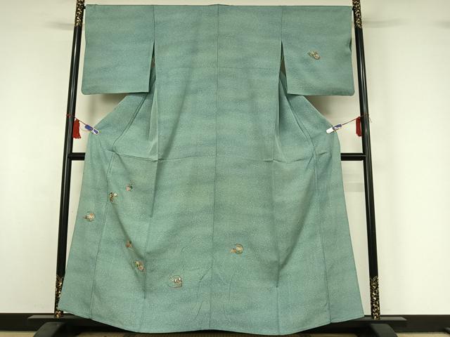 平和屋着物▽訪問着　単衣　刺繍　花丸文　金彩　正絹　逸品　AABI5039jh