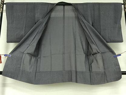 平和屋着物▽道行コート　スリーシーズン　春夏秋　塵除け　薄鼠色　正絹　逸品　AABI5047jh