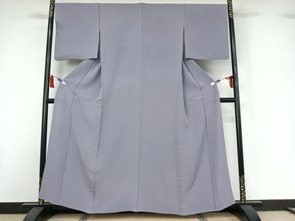 平和屋着物▽上質な色無地　単衣　藤色　正絹　逸品　AABI5049jh