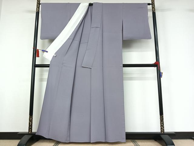 平和屋着物▽上質な色無地　単衣　藤色　正絹　逸品　AABI5049jh
