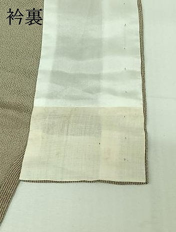 平和屋着物▽江戸小紋　単衣　万筋　浅黄色×枯茶色　ロング丈　正絹　逸品　AABI5050jh