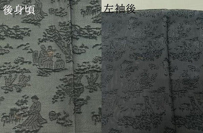 平和屋着物▽道行コート　スリーシーズン　春夏秋　塵除け　人物風景文　正絹　逸品　AABI5051jh