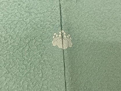 平和屋着物▽上質な色無地　単衣　錆青磁色　正絹　逸品　AABI5052jh