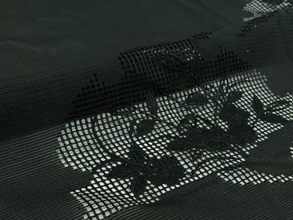 平和屋着物▽羽織　スリーシーズン　春夏秋　塵除け　刺繍　立波雪輪花文　黒地　正絹　逸品　AABI5053jh
