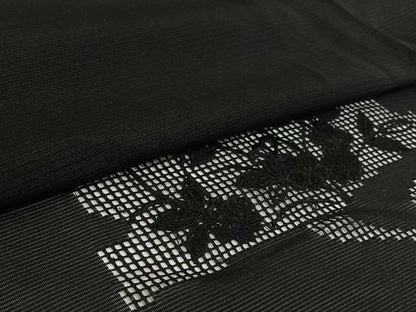 平和屋着物▽羽織　スリーシーズン　春夏秋　塵除け　刺繍　立波雪輪花文　黒地　正絹　逸品　AABI5053jh
