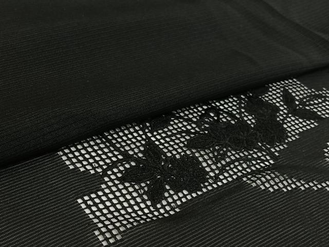 平和屋着物▽羽織　スリーシーズン　春夏秋　塵除け　刺繍　立波雪輪花文　黒地　正絹　逸品　AABI5053jh