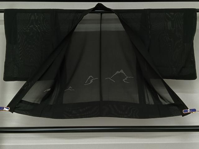 平和屋着物▽羽織　スリーシーズン　春夏秋　塵除け　風景文　黒地　正絹　逸品　AABI5055jh