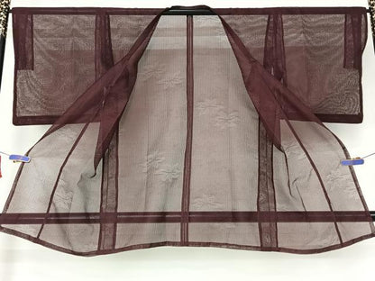 平和屋着物▽道行コート　スリーシーズン　春夏秋　塵除け　舞葉文　正絹　逸品　AABI5057jh