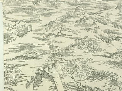 平和屋着物▽上質な紬　単衣　風景文　正絹　逸品　AABI5058jh