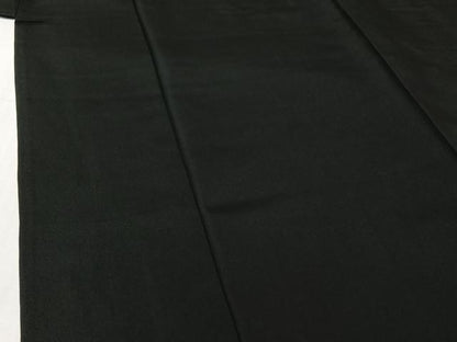 平和屋着物▽男性　黒紋付　単衣　羽織セット　暗黒色　正絹　逸品　AABI5060jh