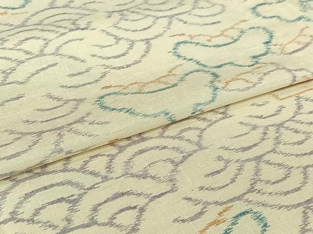 平和屋着物▽上質な紬　単衣　青海波松文　さが美扱い　正絹　逸品　AABI5061jh