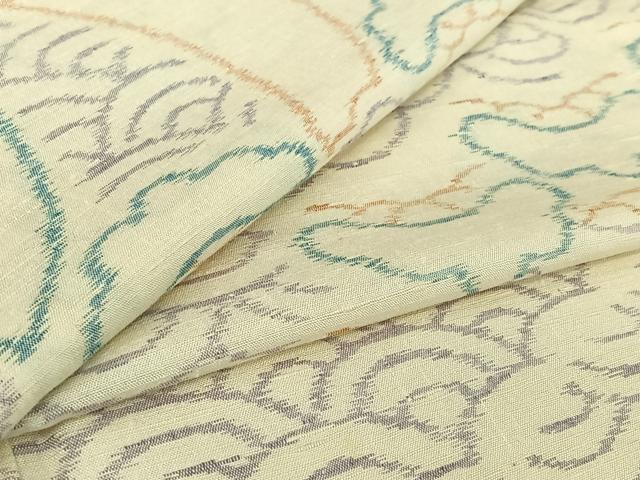 平和屋着物▽上質な紬　単衣　青海波松文　さが美扱い　正絹　逸品　AABI5061jh
