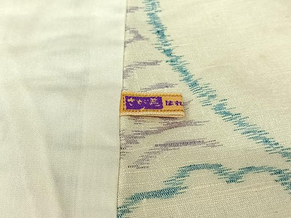 平和屋着物▽上質な紬　単衣　青海波松文　さが美扱い　正絹　逸品　AABI5061jh