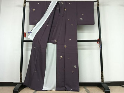 平和屋着物▽上質な小紋　単衣　櫛　簪　金彩　正絹　逸品　AABI5062jh