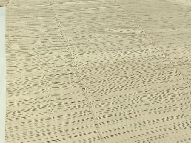 平和屋着物▽上質な紬　単衣　横段文　正絹　逸品　AABI5064jh