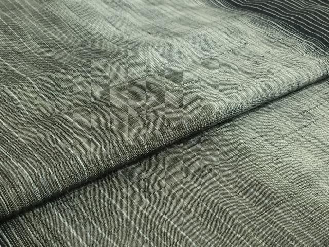 平和屋着物▽上質な紬　単衣　変わり縞　正絹　逸品　AABI5065jh