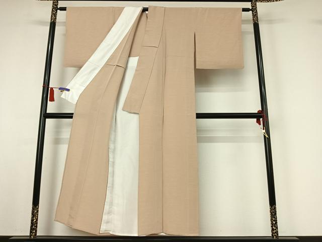 平和屋着物▽上質な色無地　単衣　肌色　反端付き　正絹　逸品　AABI5067jh
