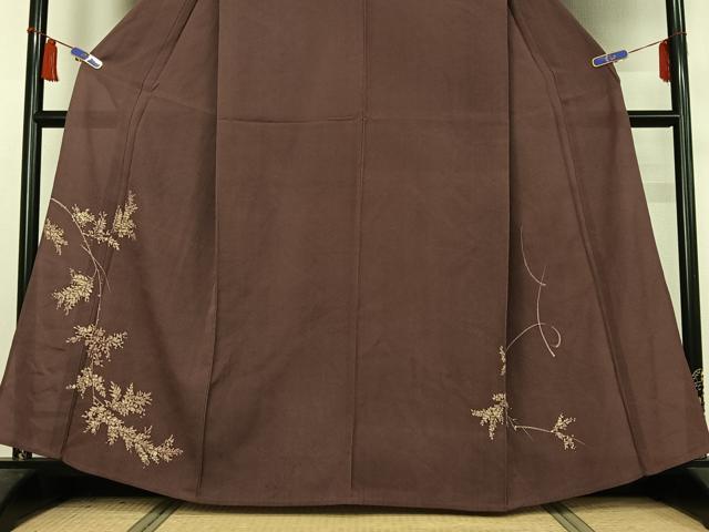 平和屋着物▽訪問着　単衣　ろうけつ染め　枝葉文　正絹　逸品　AABI5068jh