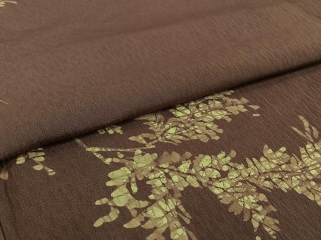平和屋着物▽訪問着　単衣　ろうけつ染め　枝葉文　正絹　逸品　AABI5068jh