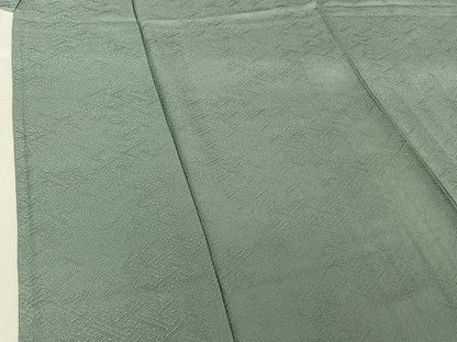 平和屋着物▽上質な色無地　単衣　紗綾形地紋　秘色色　正絹　逸品　AABI5069jh