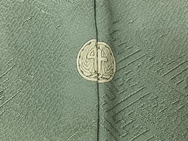 平和屋着物▽上質な色無地　単衣　紗綾形地紋　秘色色　正絹　逸品　AABI5069jh