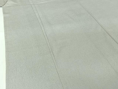 平和屋着物▽本塩沢　単衣　桜鼠色　正絹　逸品　AABI5073jh