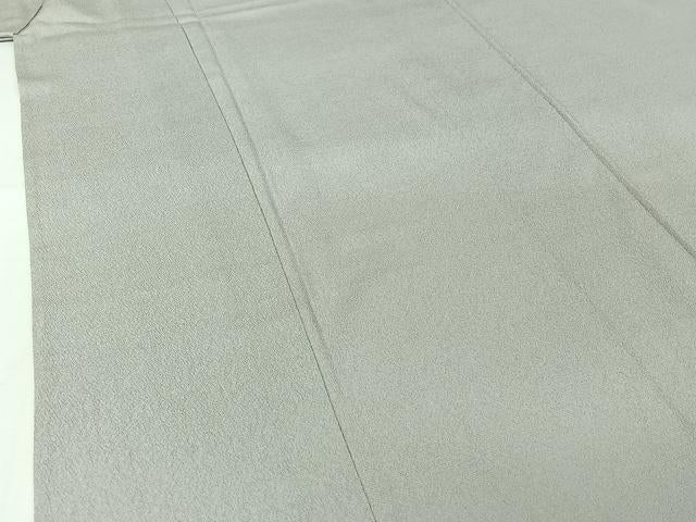 平和屋着物▽本塩沢　単衣　桜鼠色　正絹　逸品　AABI5073jh