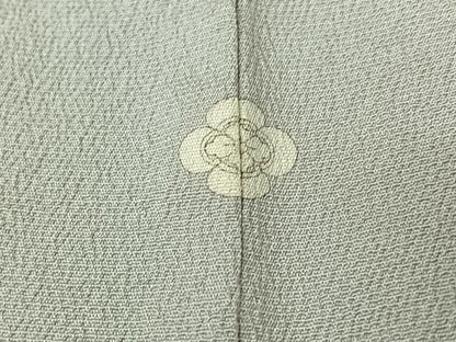 平和屋着物▽本塩沢　単衣　桜鼠色　正絹　逸品　AABI5073jh
