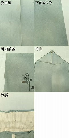 平和屋着物▽訪問着　単衣　手描き　草花文　暈し染め　正絹　逸品　AABI5080jh