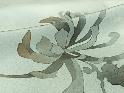 平和屋着物▽訪問着　単衣　手描き　草花文　暈し染め　正絹　逸品　AABI5080jh
