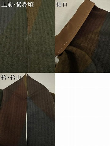 平和屋着物●上質な小紋　幾何学文様　鬼しぼ縮緬　正絹　逸品　AABI5081ck