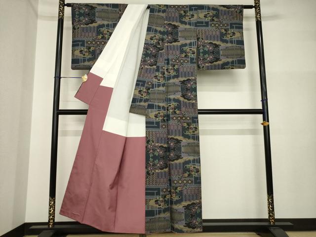 平和屋着物●本場大島紬　一元絣　雲重ね花文　正絹　逸品　AABI5083ck