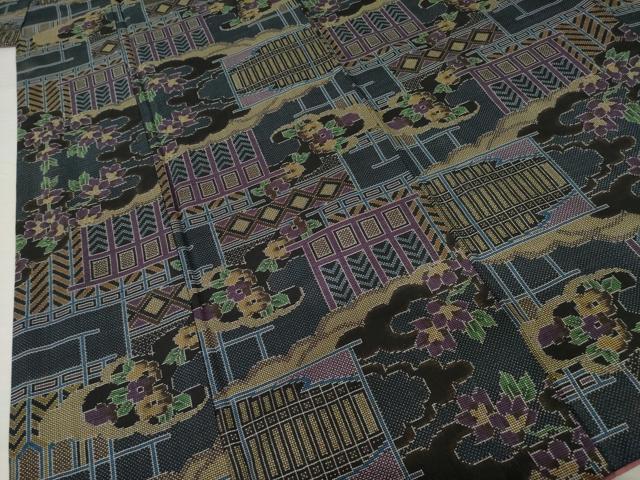 平和屋着物●本場大島紬　一元絣　雲重ね花文　正絹　逸品　AABI5083ck