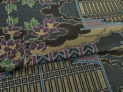 平和屋着物●本場大島紬　一元絣　雲重ね花文　正絹　逸品　AABI5083ck