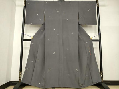平和屋着物●染色作家　草野一騎　小紋　羊に雲　金彩　正絹　逸品　AABI5085ck
