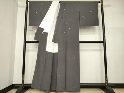 平和屋着物●染色作家　草野一騎　小紋　羊に雲　金彩　正絹　逸品　AABI5085ck