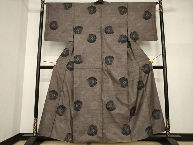 平和屋着物●本場大島紬　カタス7マルキ　雪輪花文　正絹　逸品　AABI5088ck
