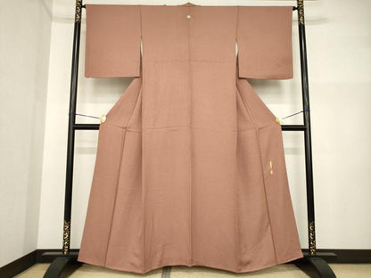 平和屋着物●本草木染作家　瑞鳳　色無地　洗朱色　正絹　逸品　AABI5090ck