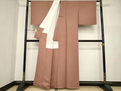 平和屋着物●本草木染作家　瑞鳳　色無地　洗朱色　正絹　逸品　AABI5090ck