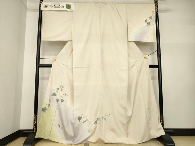 平和屋着物●本加賀友禅作家　中正享子　結城紬　訪問着　六瓢息炎　さが美扱い　証紙付き　正絹　逸品　AABI5093ck